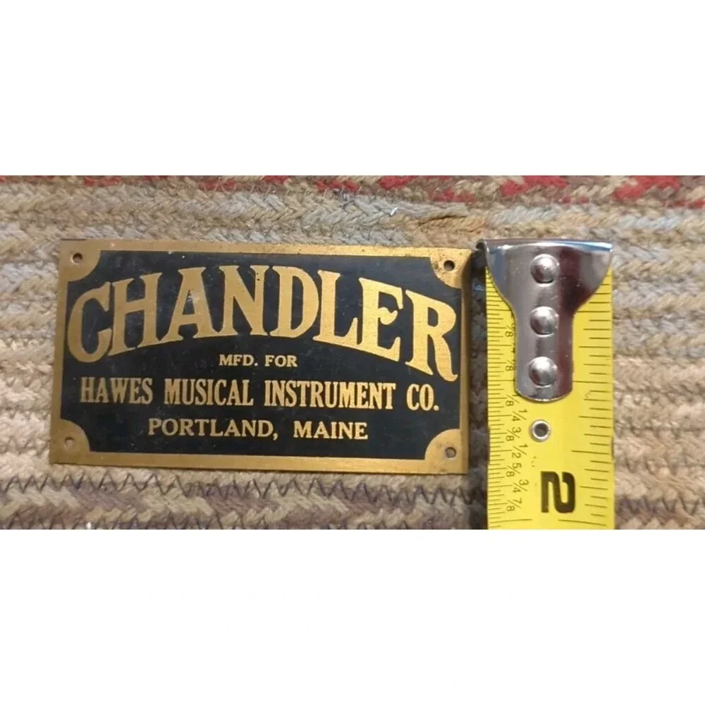 Vintage Brass Chandler Hawes Musical Instrument Co. Portland Maine Tag